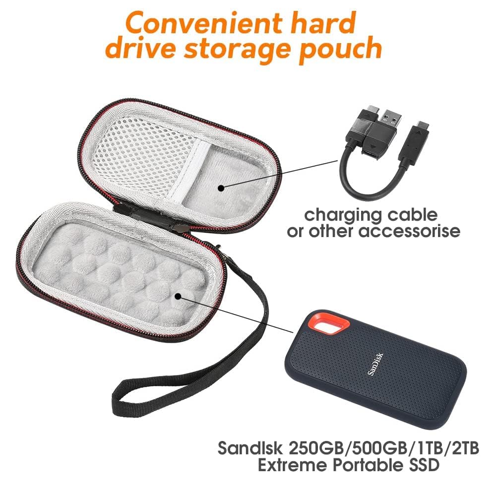 ZORBES Hard Drive Storage Bag for SanDisk 500GB/ 250GB/ 1TB/ 2TB/ 4TB Portable SSD- SDSSDE61/ SDSSDE60-Black ZORBES Hard Drive Storage Bag for SanDisk 500GB/ 250GB/ 1TB/ 2TB/ 4TB Portable SSD- SDSSDE61/ SDSSDE60-Black